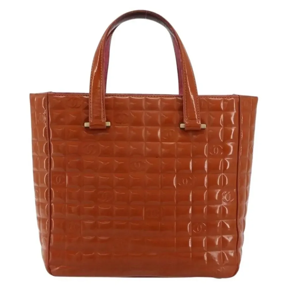 Chanel Patent Leather Choco Bar Handbag Orange